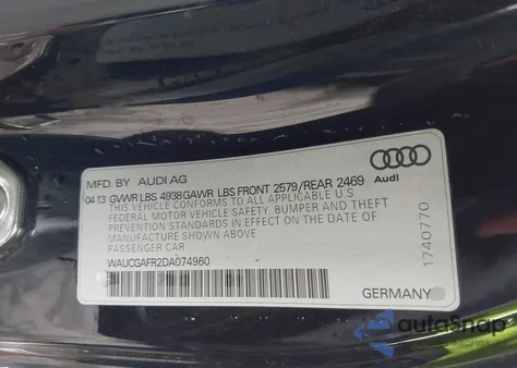 2013 Audi S5 3.0T Premium Plus from USA, damaged, VIN WAUCGAFR2DA074960